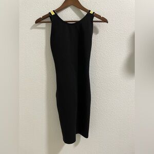 By the way Elegant Black Dress with Yellow Accents